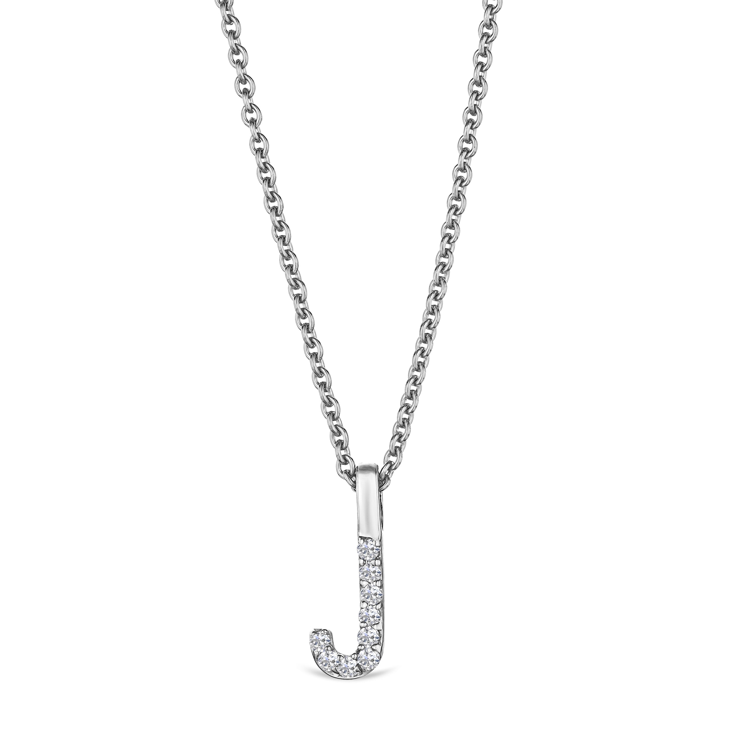 Love Letter Initial J Lab Diamond Necklace set in 9K White Gold